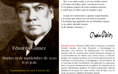 Conferencia: Poemas comentados de Rubén Darío – Segunda parte por Eduardo Gómez.