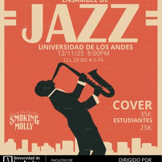 El Ensamble de Jazz Uniandes, dirigido por Jonathan Krause se presenta en Smoking Molly el miércoles 12 de noviembre de 2025